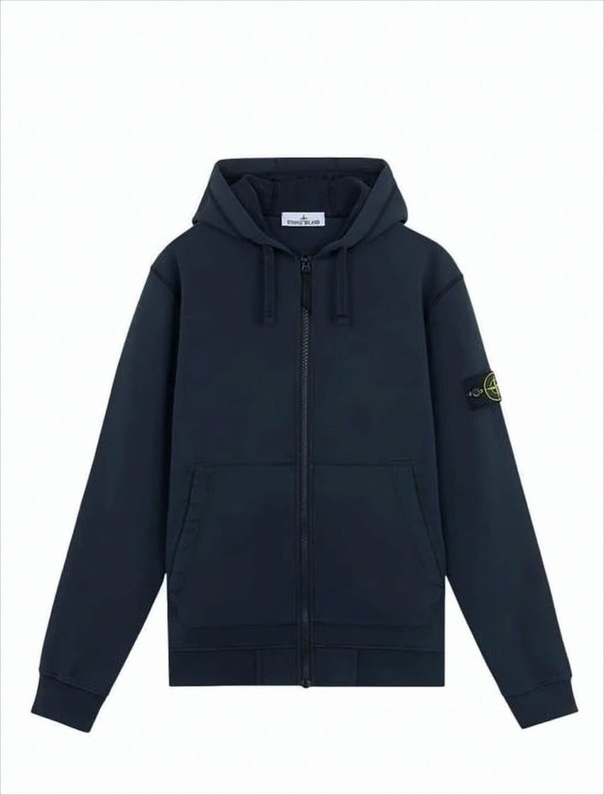 Stone Island Minimalist Hooded Jacket With Ribbed Hem