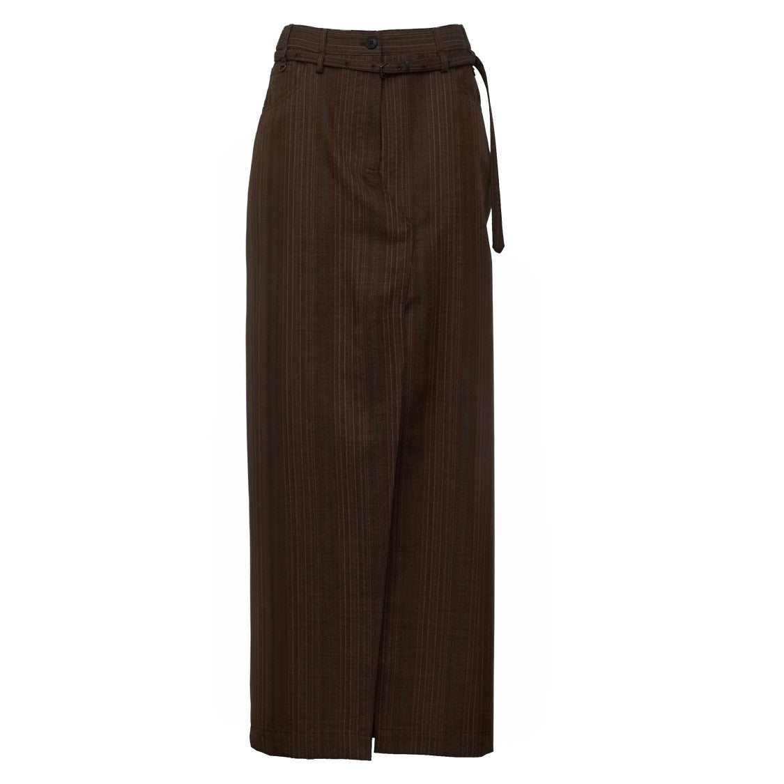 Dries Van Noten Silvannaz W.W. Floor-Length Front Slit Wool Maxi Skirt