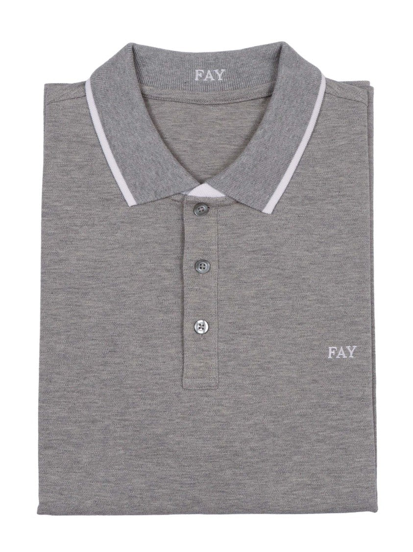 Fay Striped Textured Piquet Polo Shirt