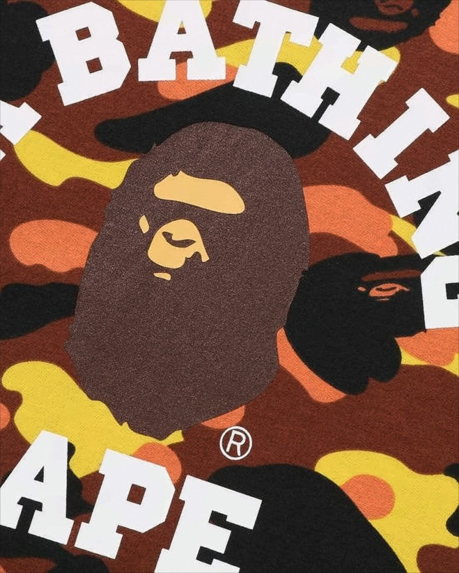 Bape Bold Camouflage Printed T-Shirt With Ape Graphic