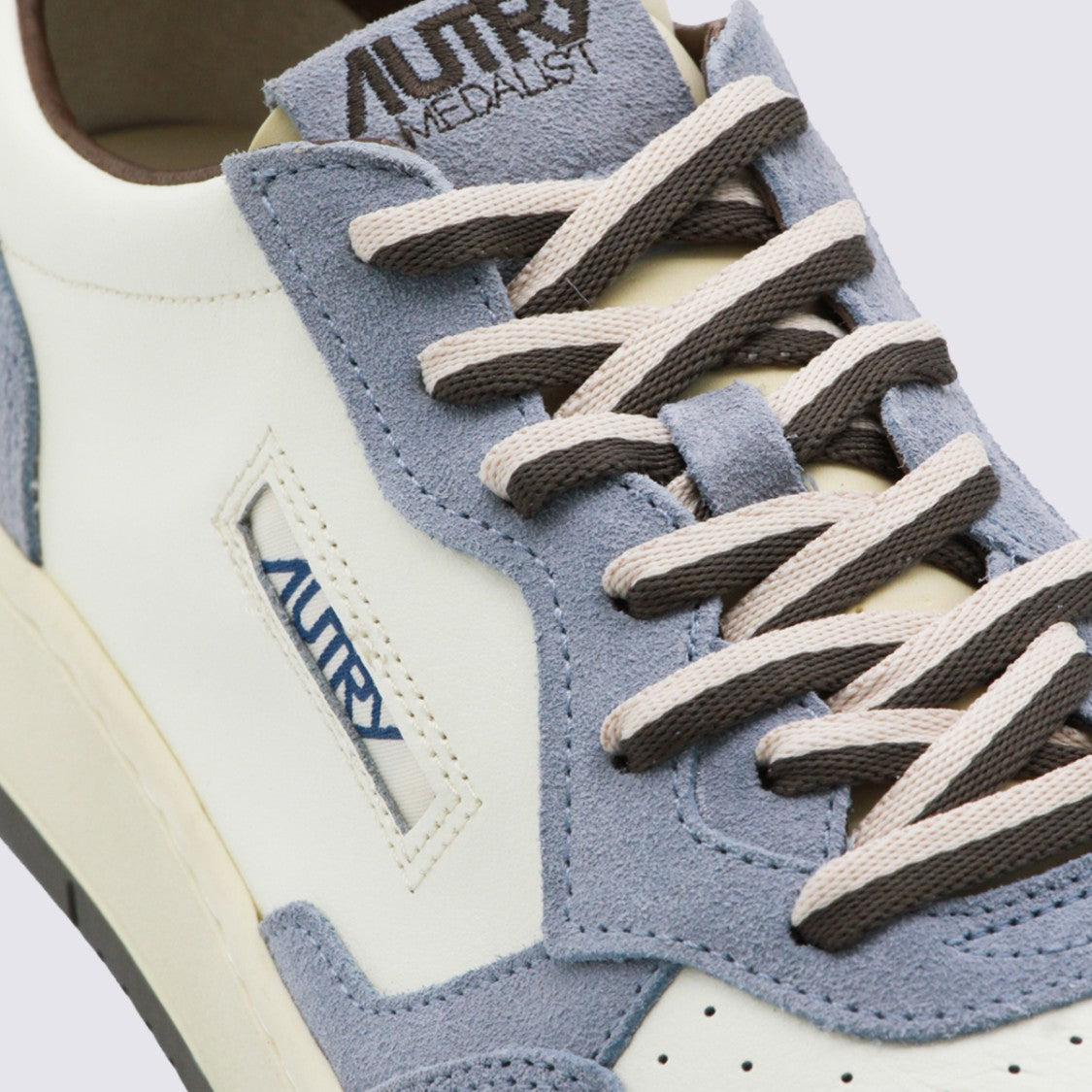 Autry Off-White Sneakers With Light Blue And Olive Accents