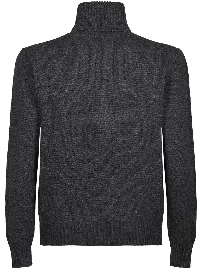 Ami Cashmere Turtleneck Sweater With Ribbed Details