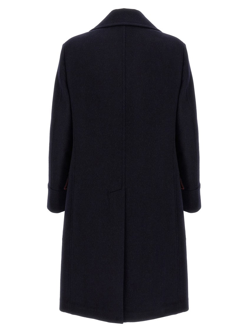 Brunello Cucinelli Double-Breasted Black Wool Coat