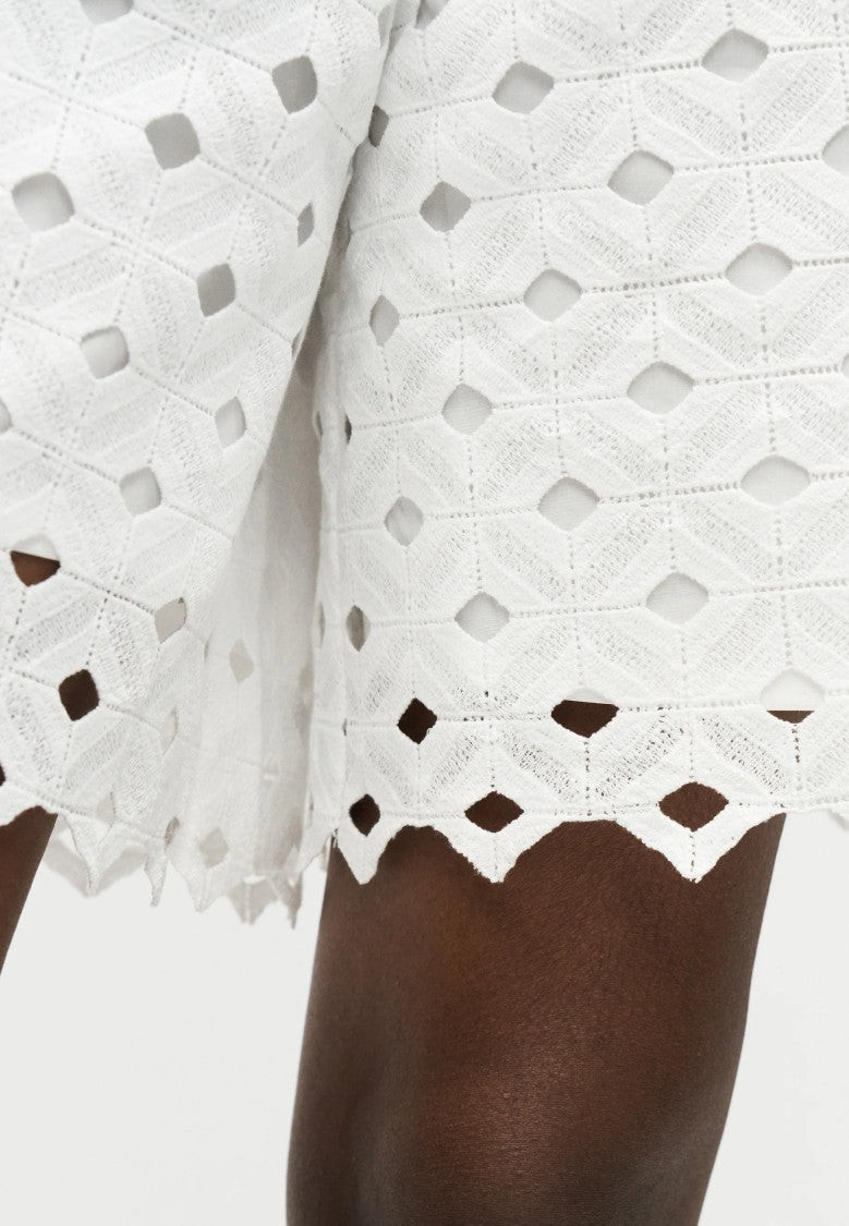 Max Mara Eyelet Lace Shorts With Scalloped Hem