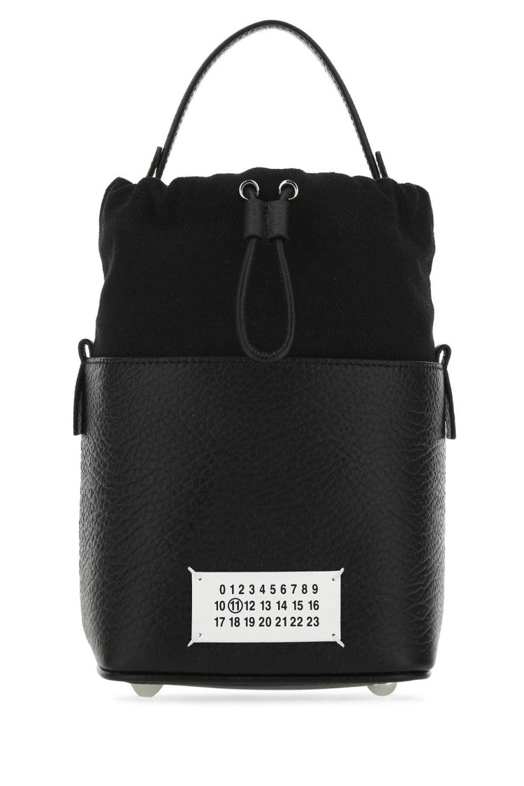 Maison Margiela Black Leather And Canvas Mini 5Ac Bucket Bag