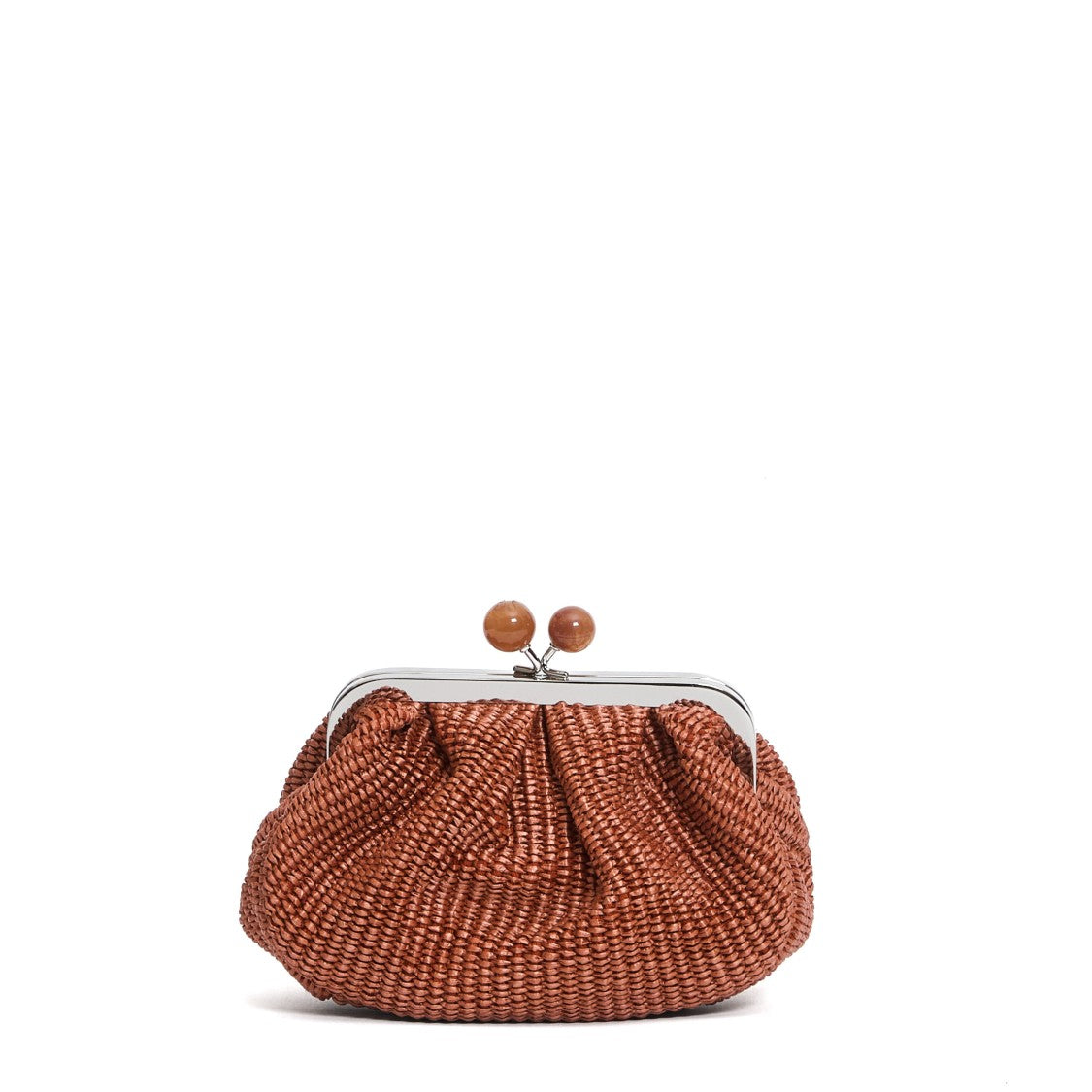 Max Mara Small Orange Raffia Pastry Clutch