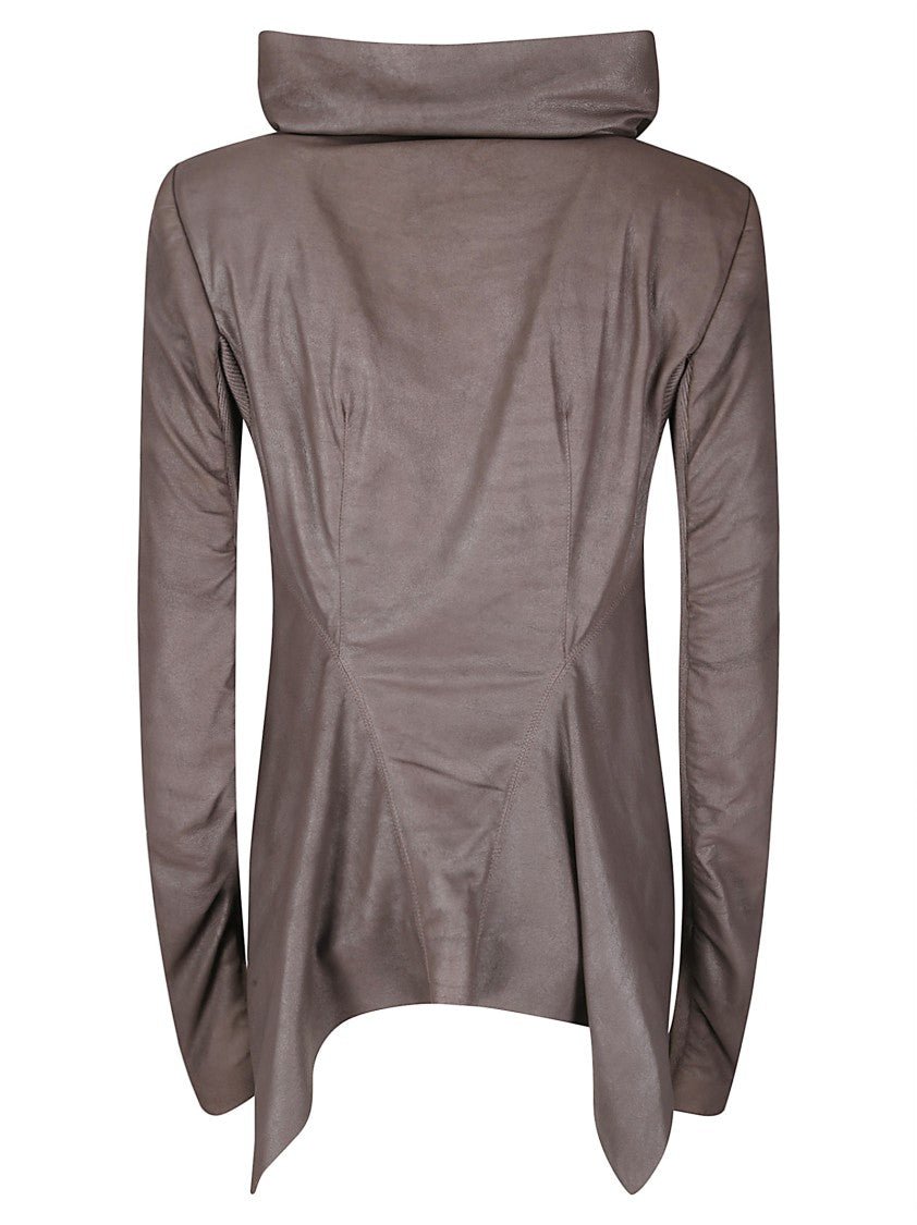 Rick Owens Tailored Brown Lamb Leather Jacket With Padded Shoulders