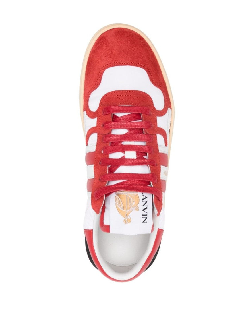 Lanvin Color-Blocked Crimson Red And White Sneakers
