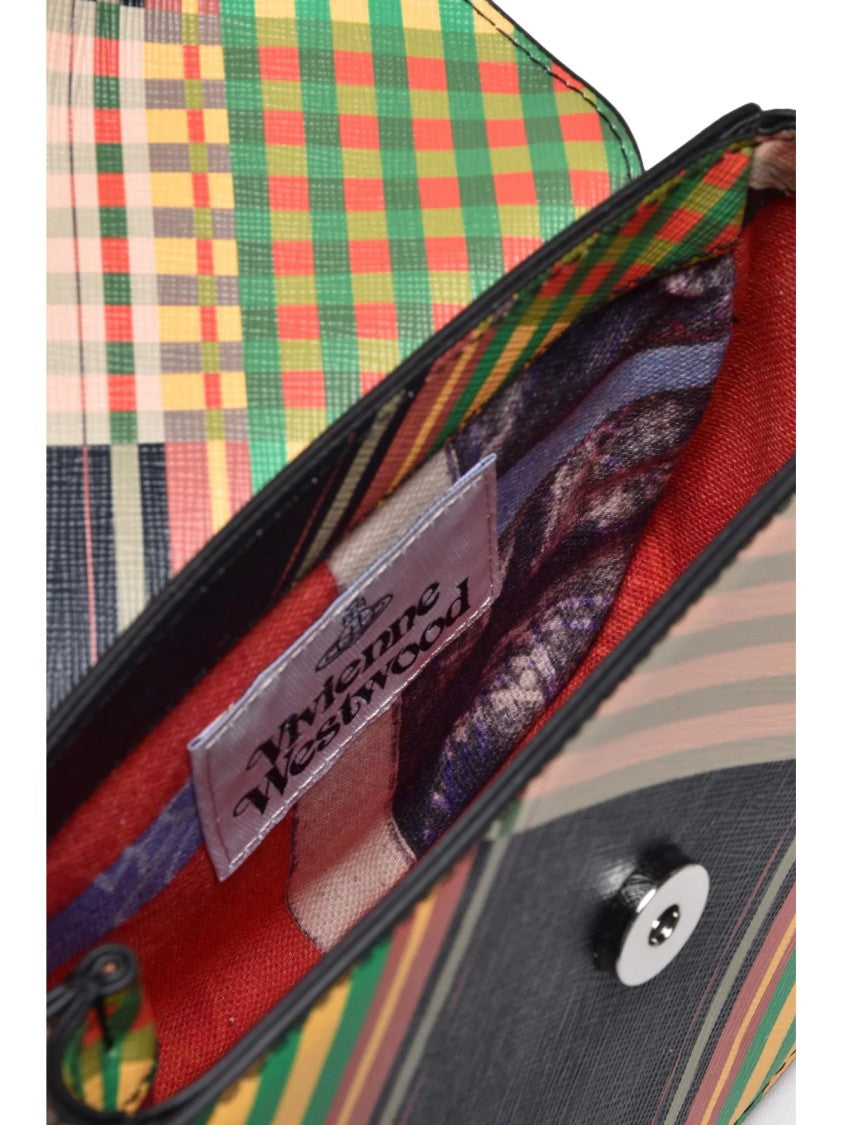 Vivienne Westwood Multicolor Feather Plaid Saddle Bag
