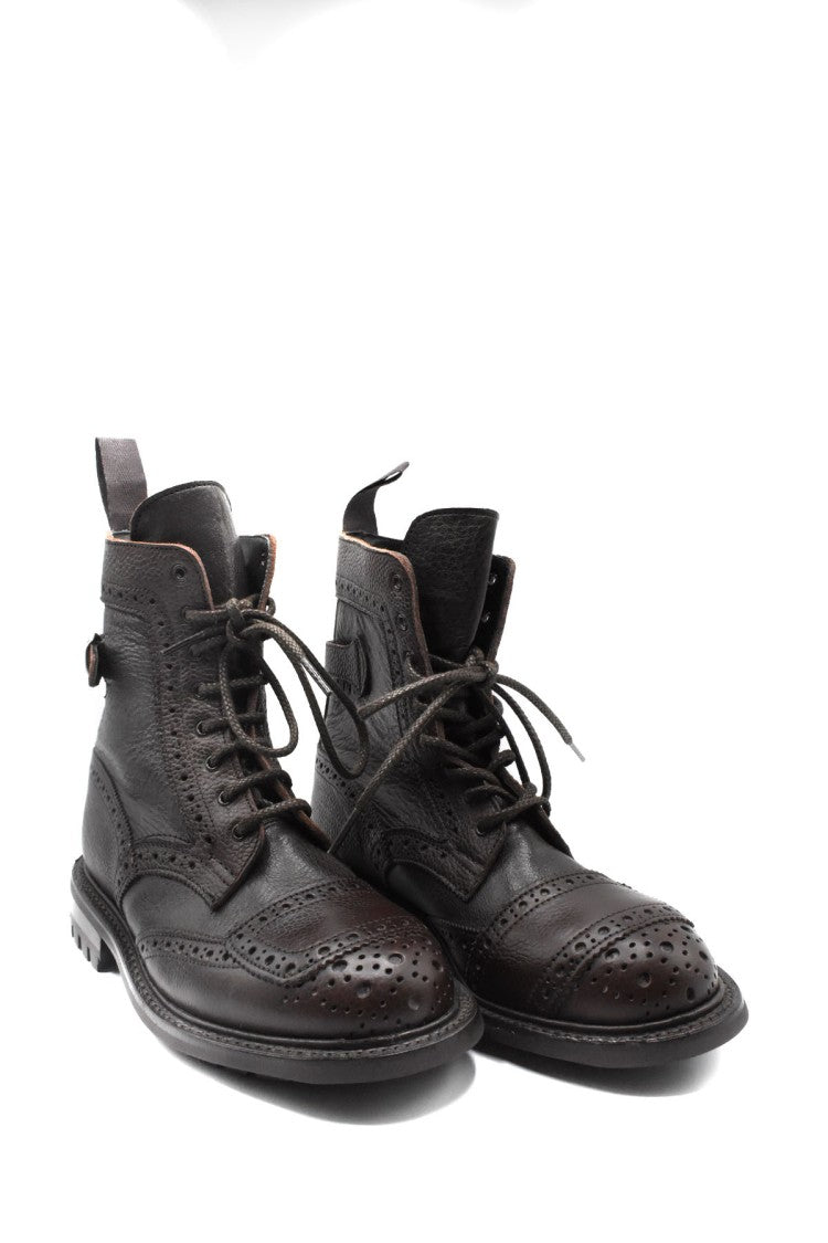 Tricker's Dark Brown Leather Buckle Bootie