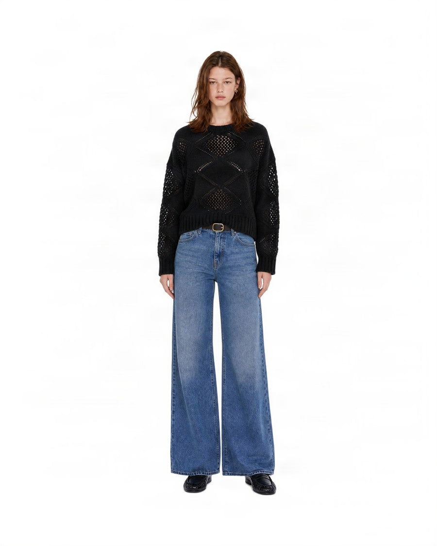 Liu Jo Black Diamond Argyle Knit Wool-Blend Sweater