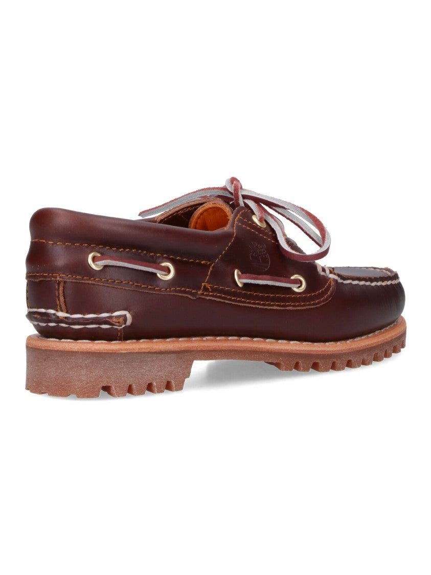 Timberland Brown Leather Slip-On Moccasins With Platform Sole