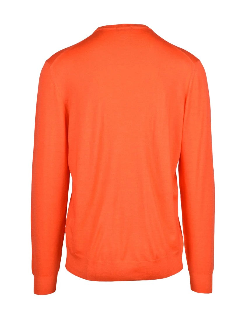 Drumohr Orange Extrafine Merino Wool Crewneck Sweater