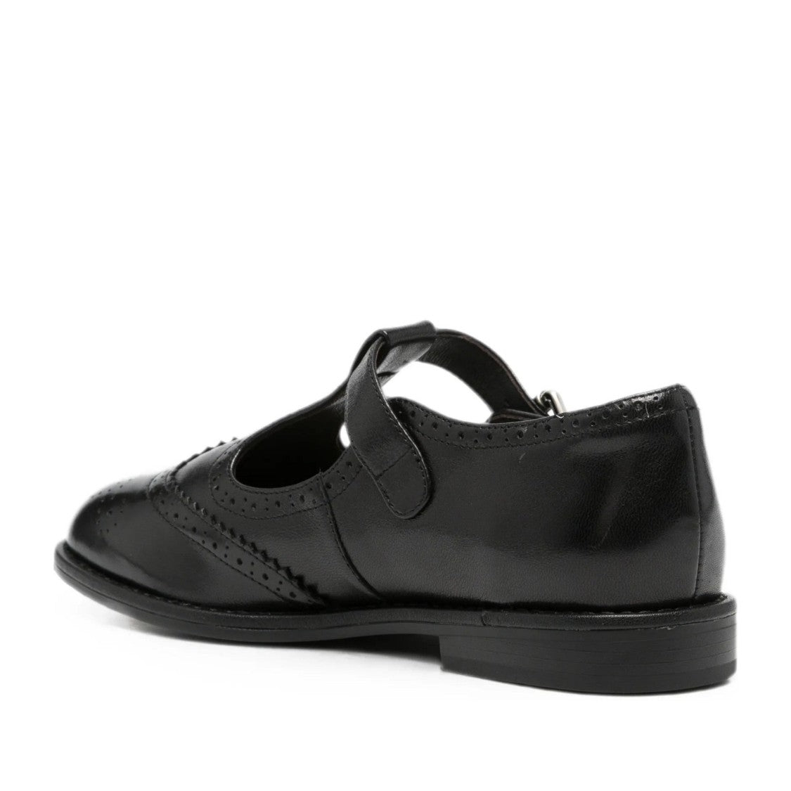 Adrianna Feretti Black T-Strap Leather Loafers
