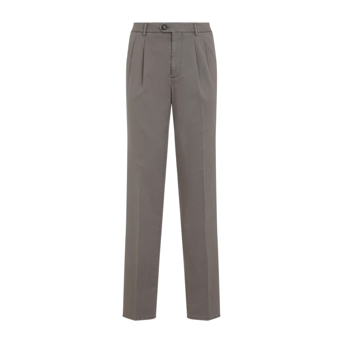 Brunello Cucinelli Dove Grey Cotton Chino Pants With Straight-Leg Silhouette