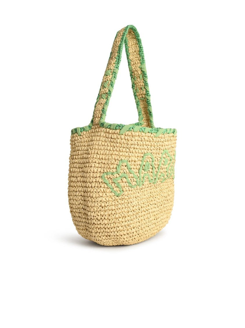 Marni Small 'Nassa' Bag In Green Natural Raffia