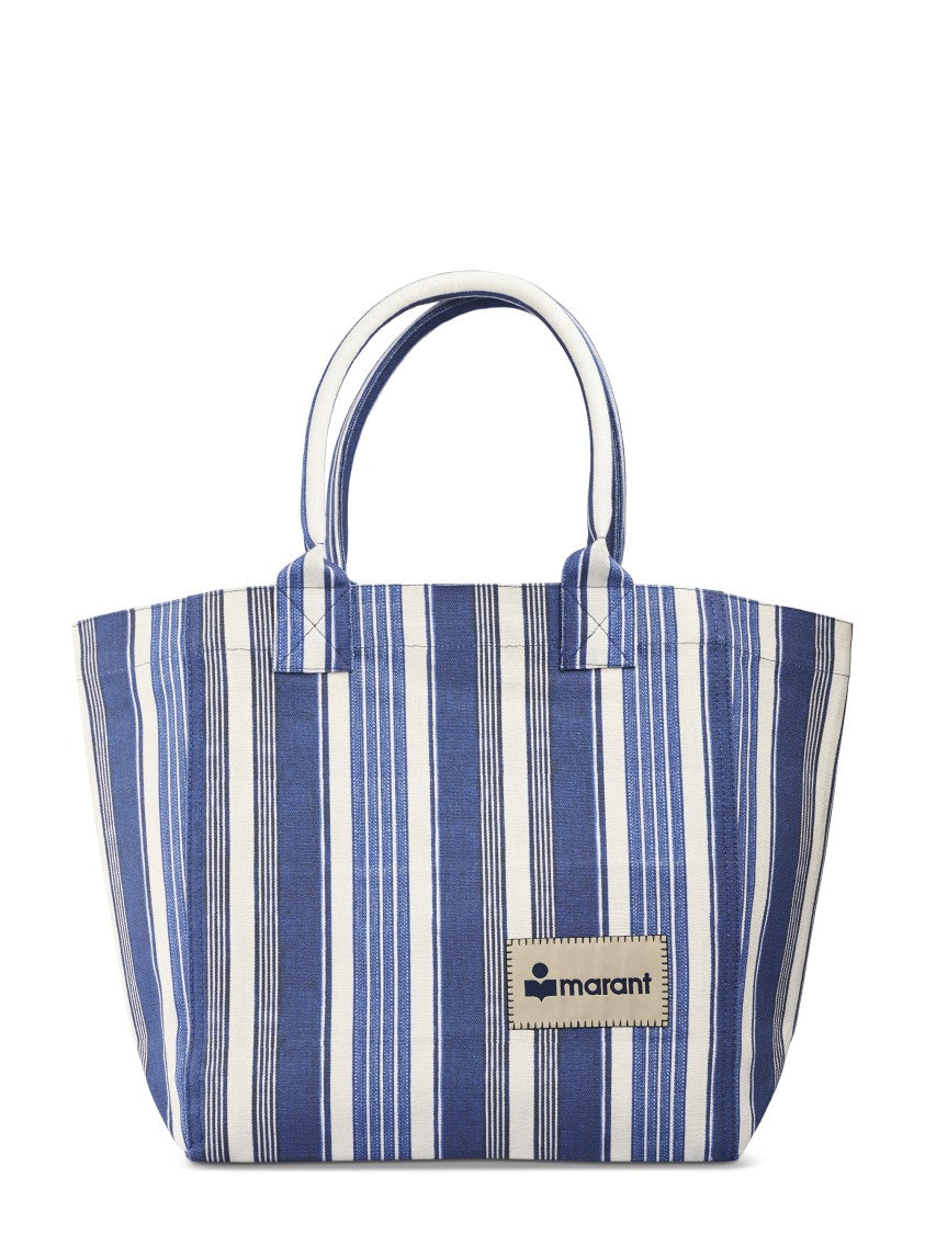 Isabel Marant Small Nautical-Inspired Cotton Tote Bag With Logo Patch