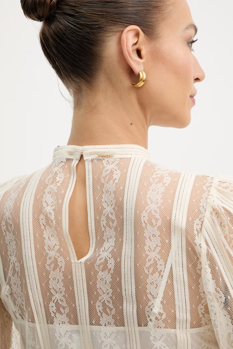 Twin-Set Sheer Lace Dress With High Neckline