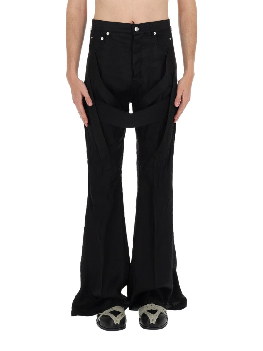 Rick Owens Megastrapped Bolans Cupro Flared Pants