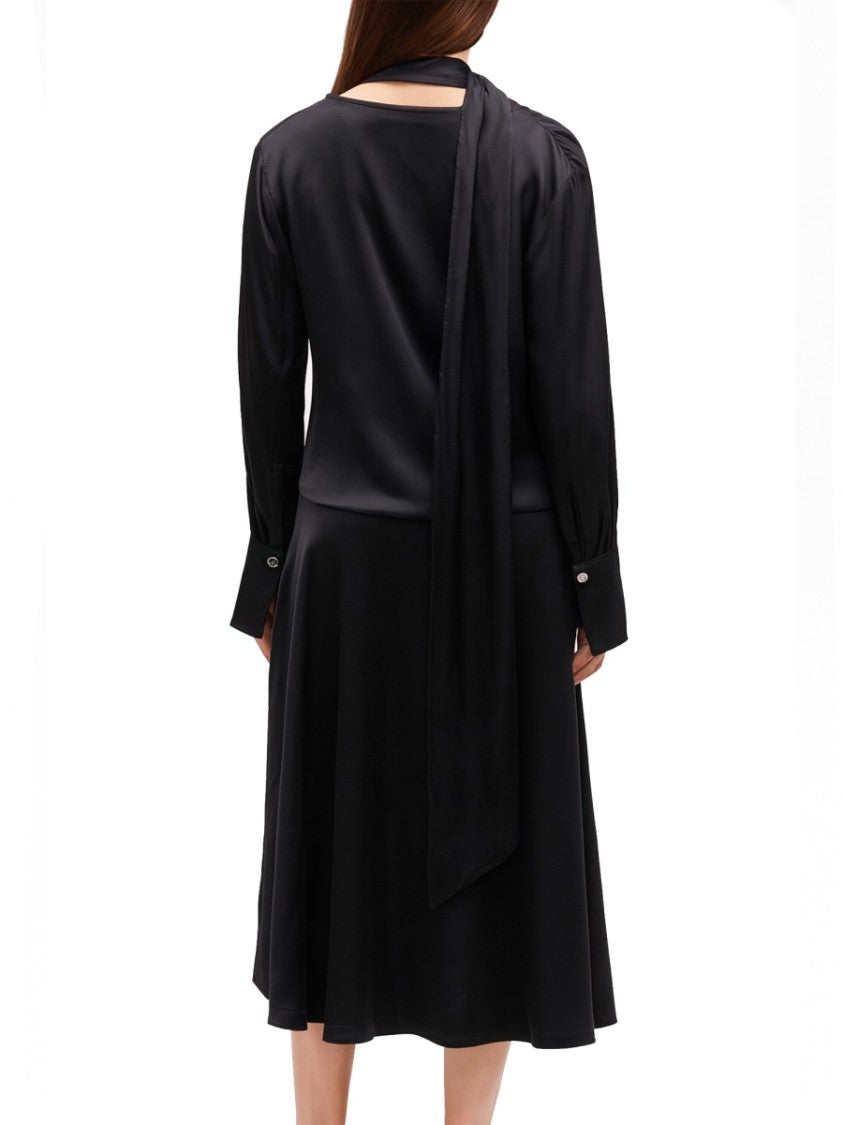 Ganni Viscose-Blend Draped Scarf Midi Dress