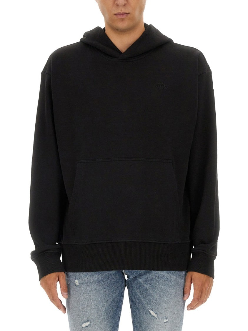 Diesel Black Logo Kangaroo Pocket Hoodie