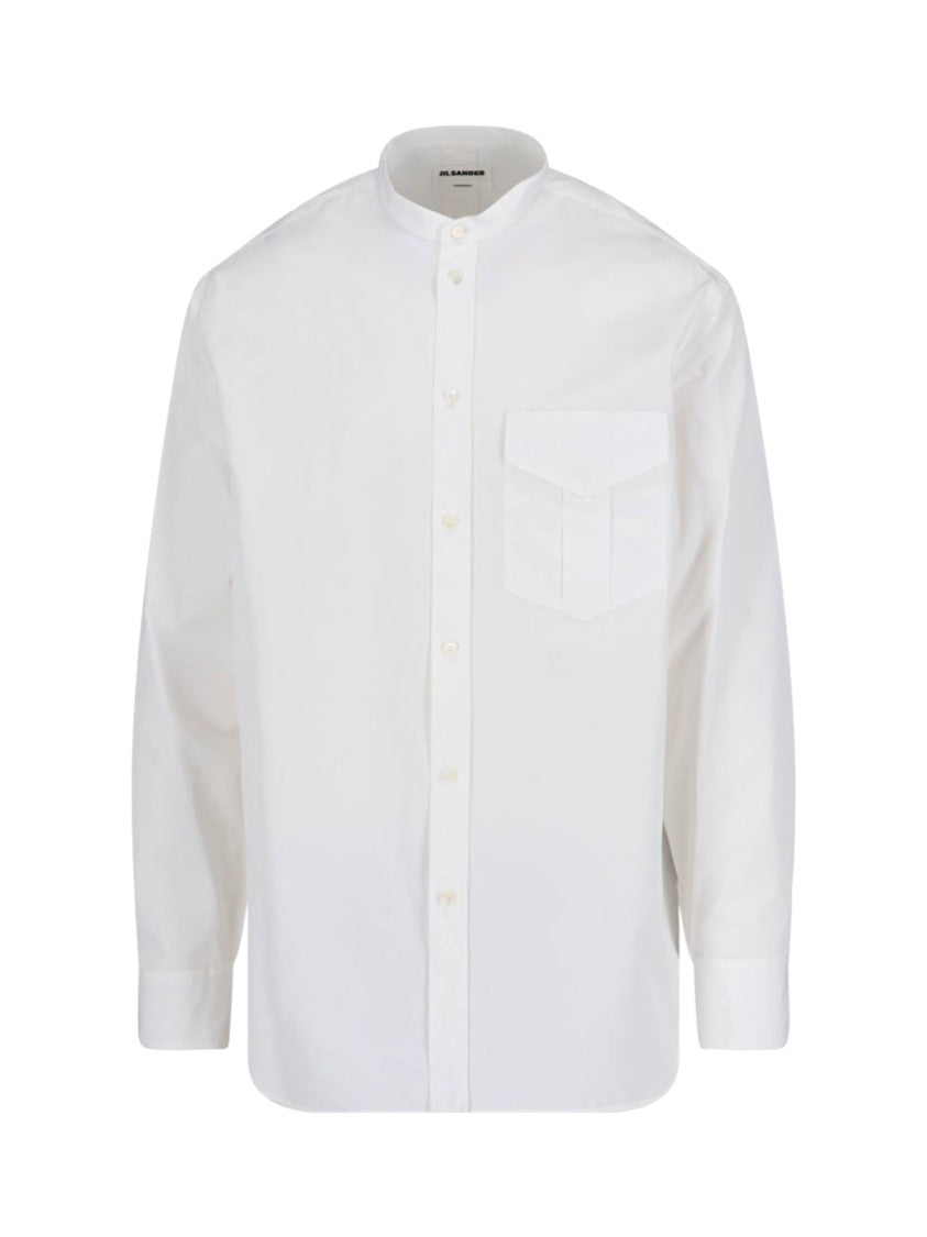 Jil Sander Mandarin Collar Shirt – White