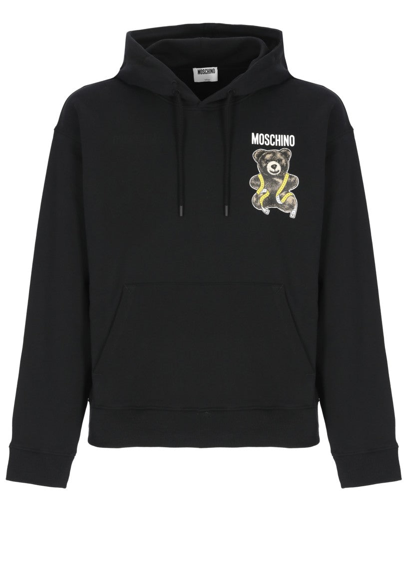 Moschino Black Teddy Bear Print Hooded Cotton Sweatshirt
