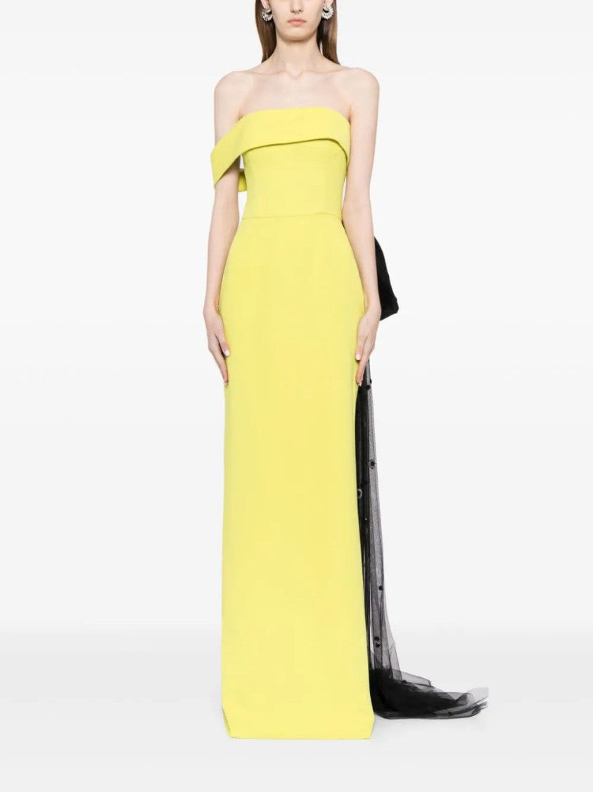 Saiid Kobeisy Crepe Off-Shoulder Dress With A Tulle Bow