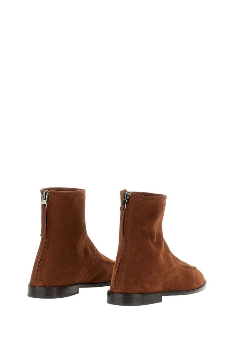 Hereu Soft Suede Ankle Boots With Seam Detail And Back Zip