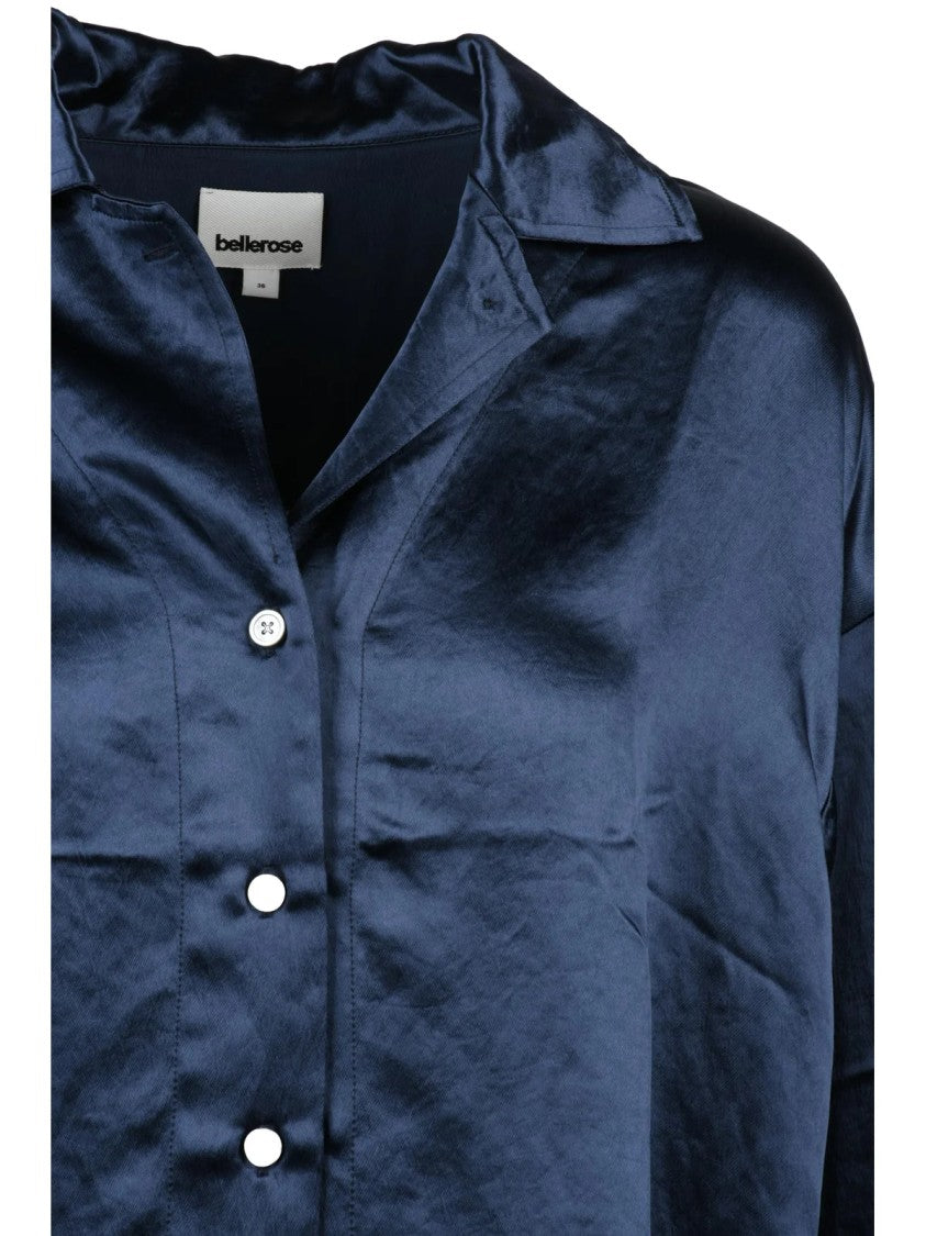 Bellerose Blue Acetate Front-Button Satin Shirt
