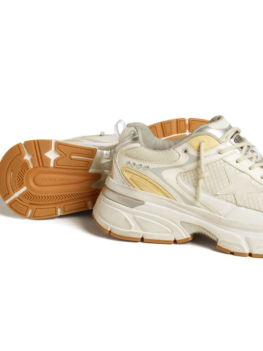 Golden Goose Layered Sneakers With Bianco E Oro Design