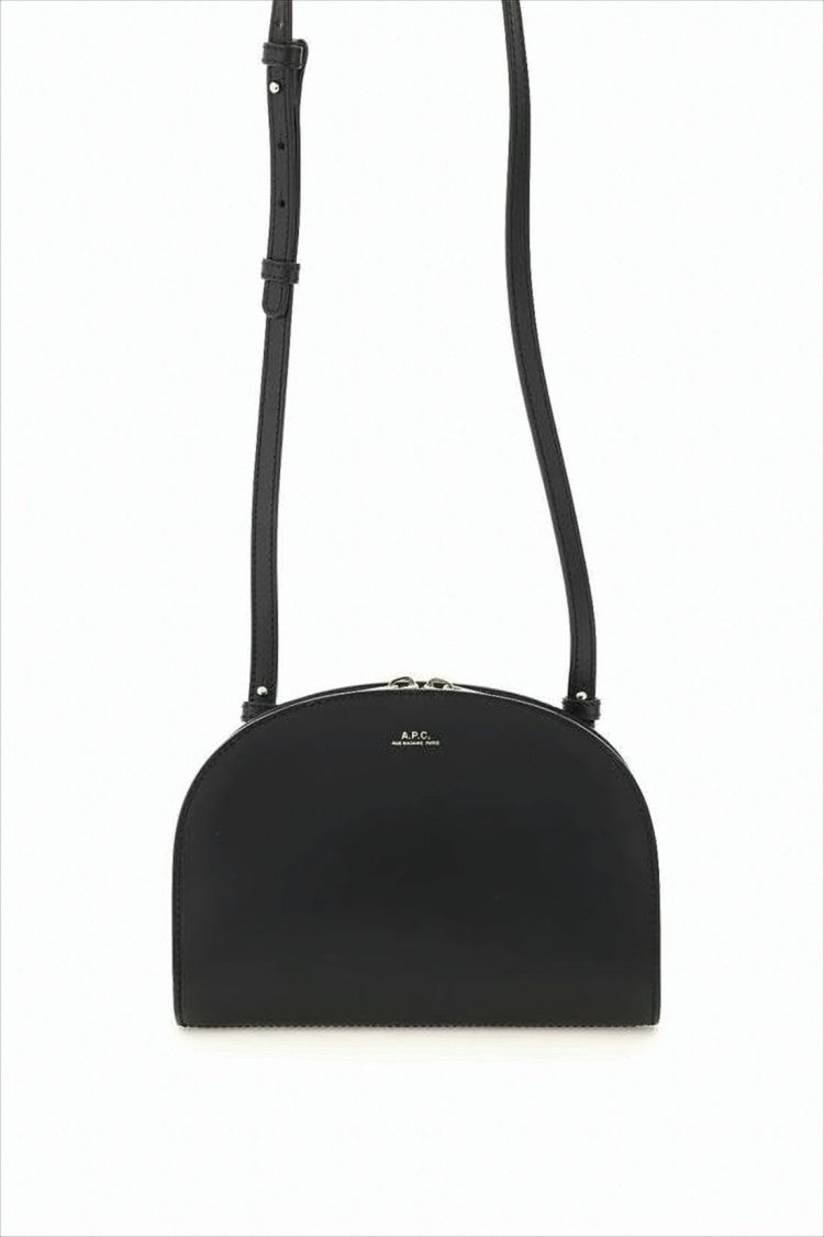 A.P.C. Semi-Circular Black Leather Crossbody Bag