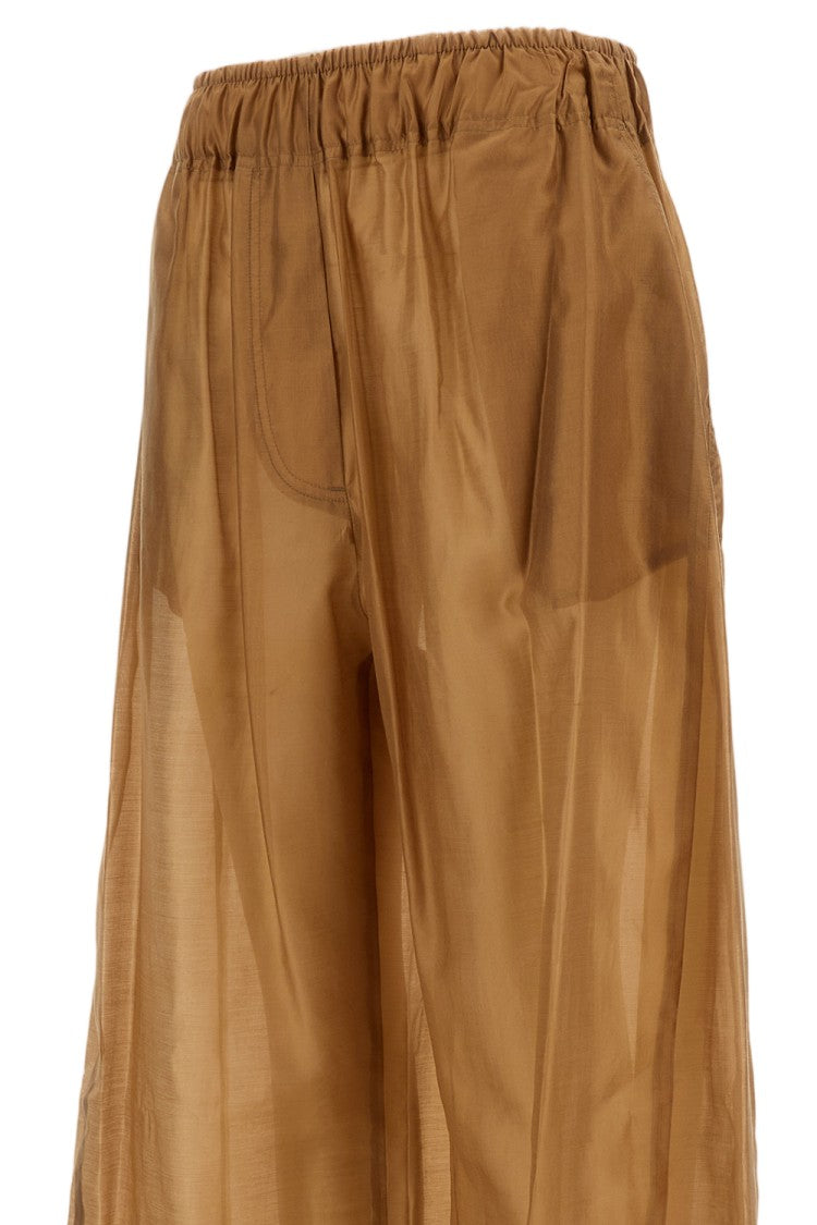 The Latest Wide-Leg Trousers With Elastic Waistband And Sheer Fabric