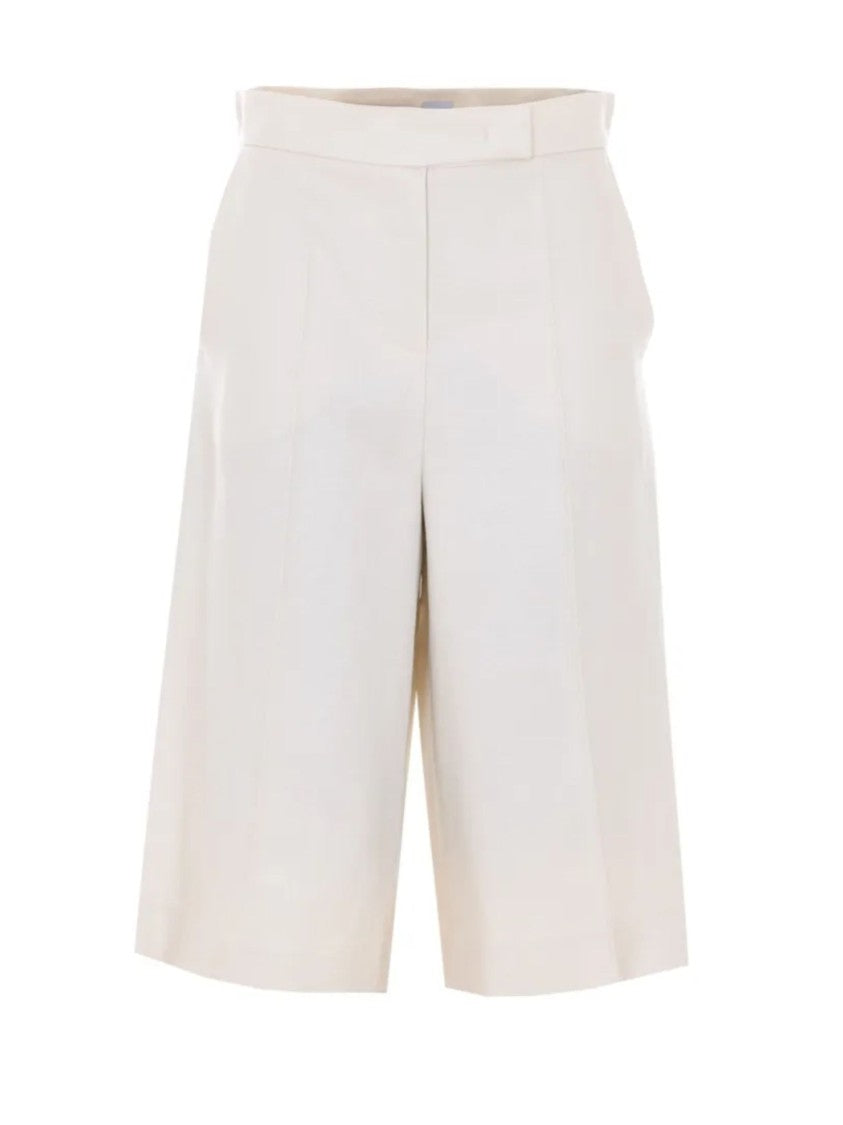 Max Mara Beige Rear Welt Pockets Linen Shorts