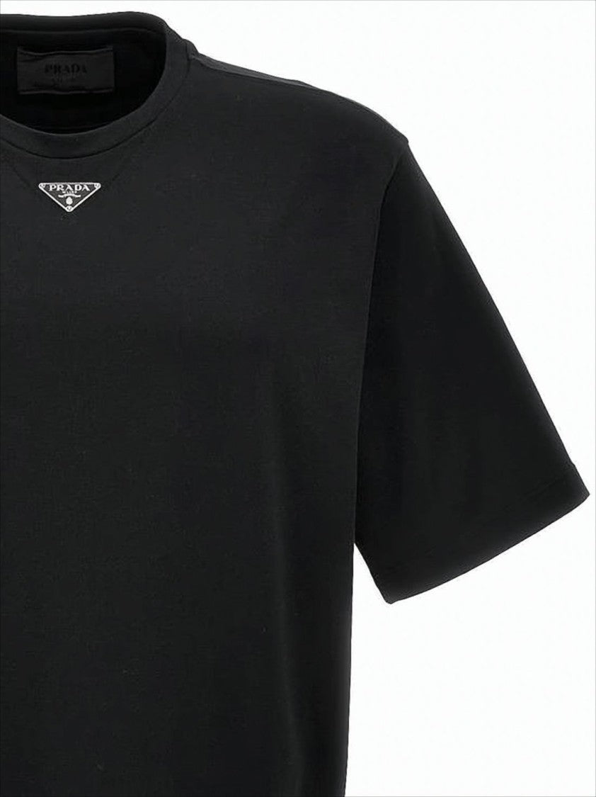 Prada Short-Sleeve Black Cotton T-Shirt