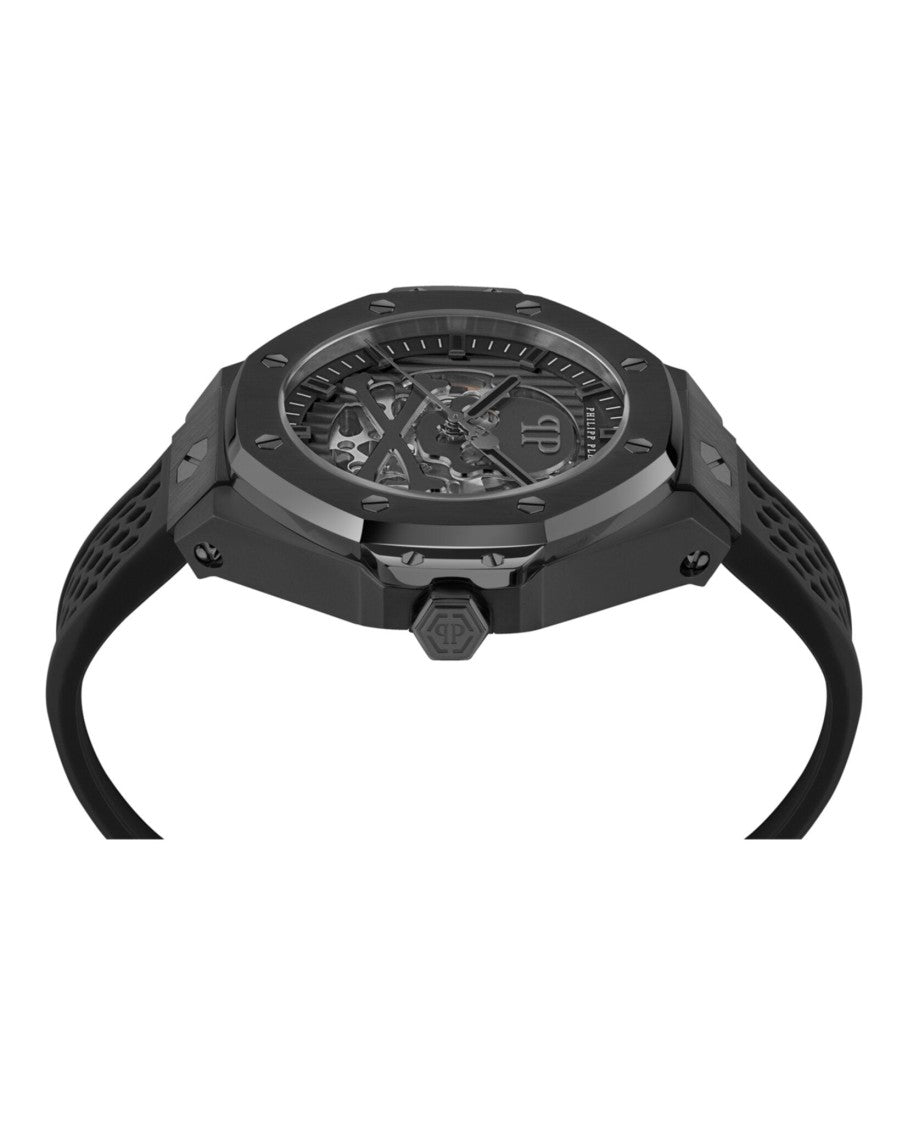 Philipp Plein Black Skeleton Dial Automatic Watch With Ip Case