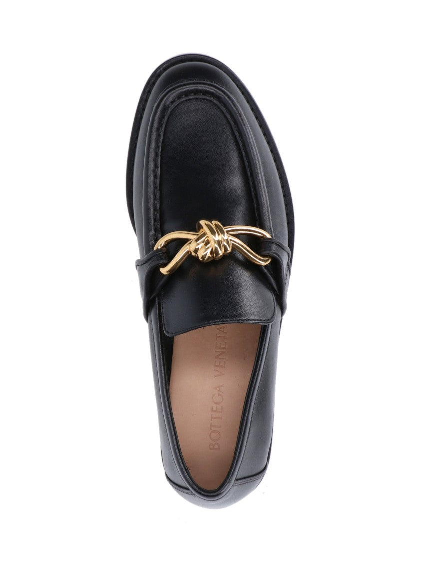 Bottega Veneta Slip-On Loafers With Hammered Leather And Gold Knot Charm