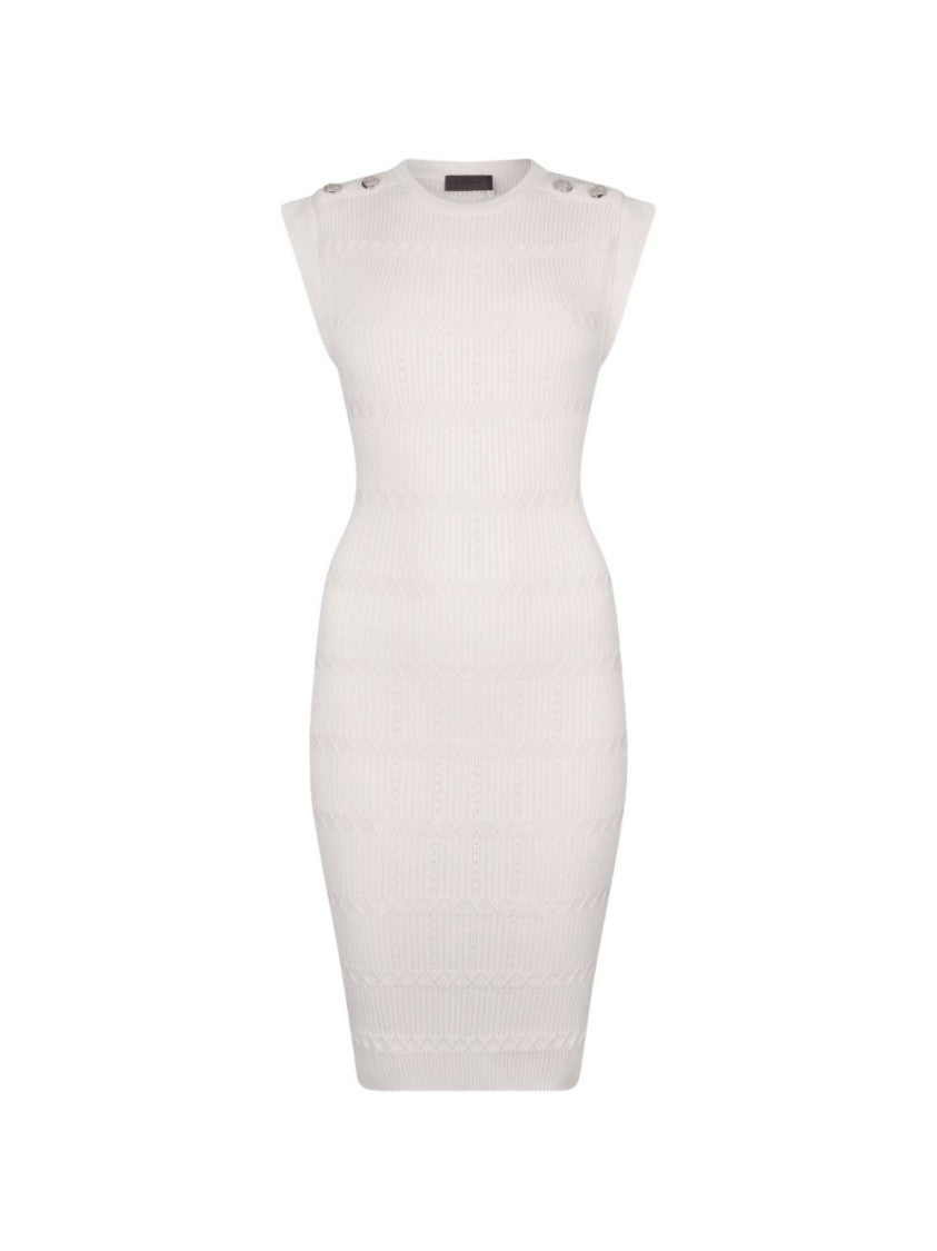Liu Jo Off-White Shoulder Buttons Day Dress