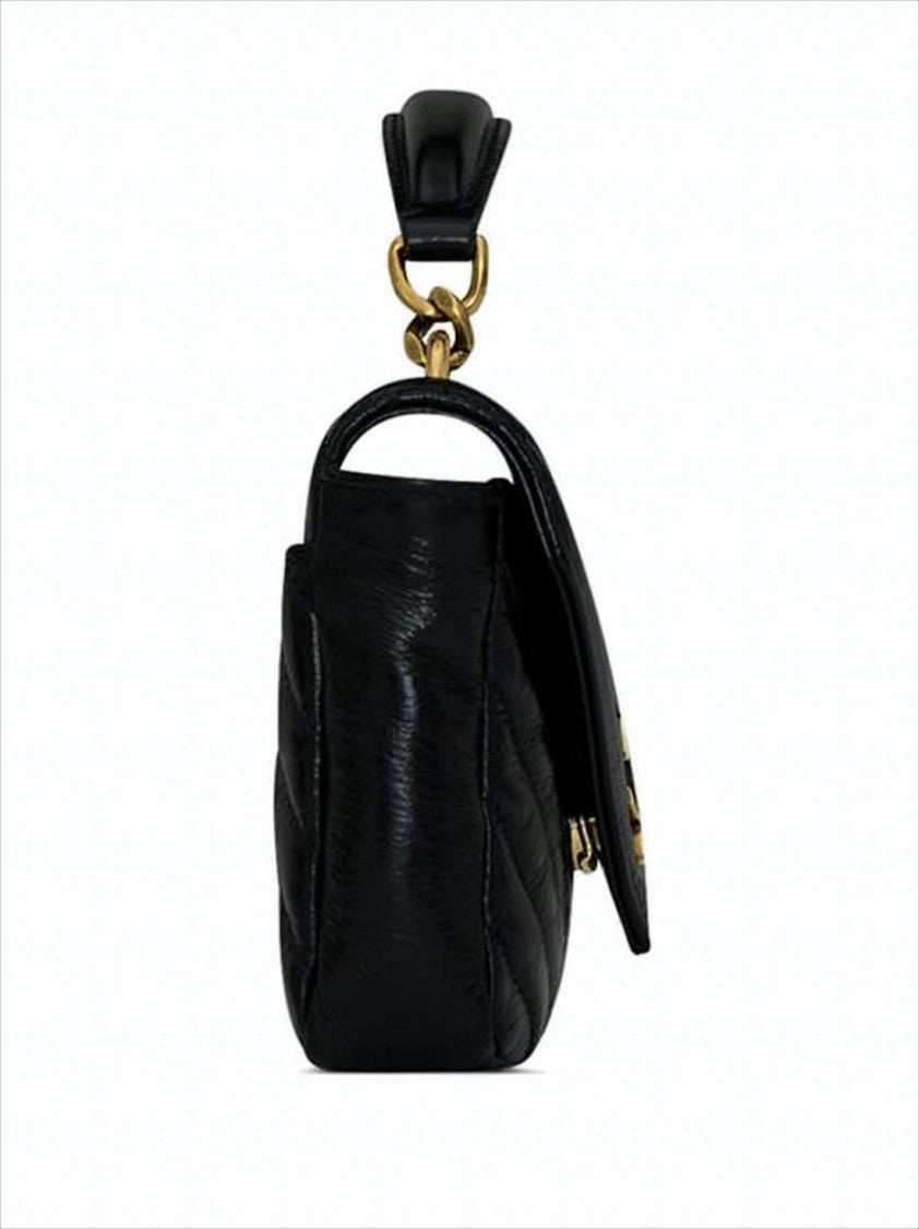 Saint Laurent Quilted Calfskin Crossbody Bag With Chevron Pattern