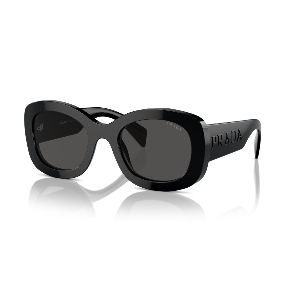 Prada 0Pr A13s Oversized Rectangular Black Acetate Sunglasses
