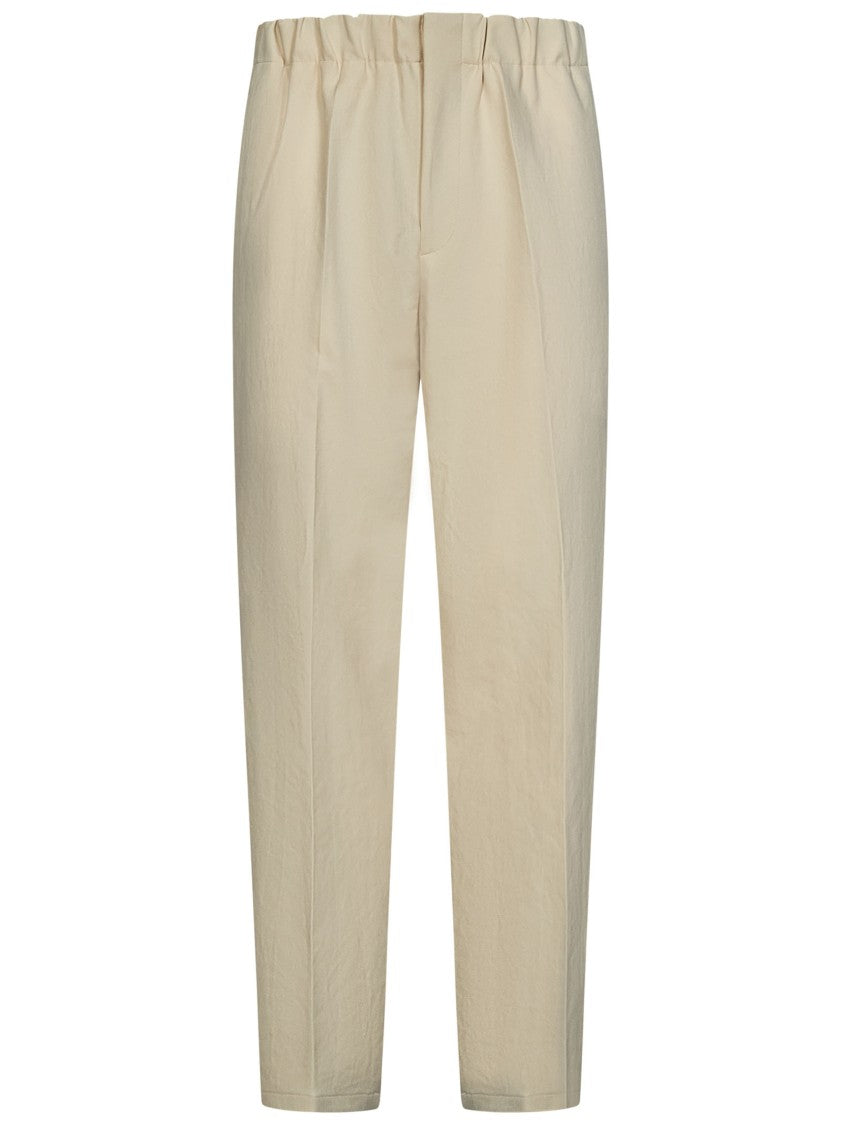 Jil Sander Beige Polyester Serge Tapered Trousers