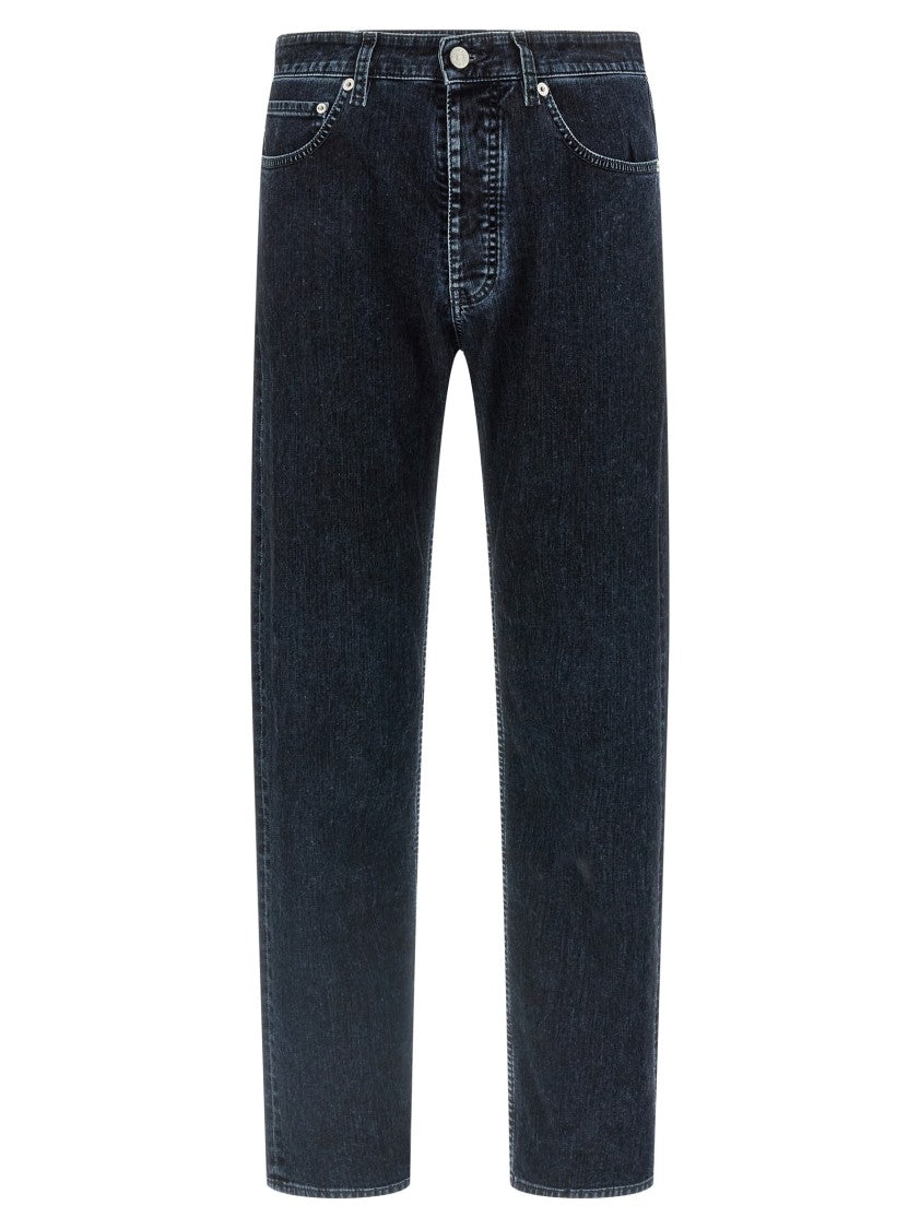 Mm6 By Maison Margiela Straight Leg Jeans In Hand-Drawn Cotton Denim