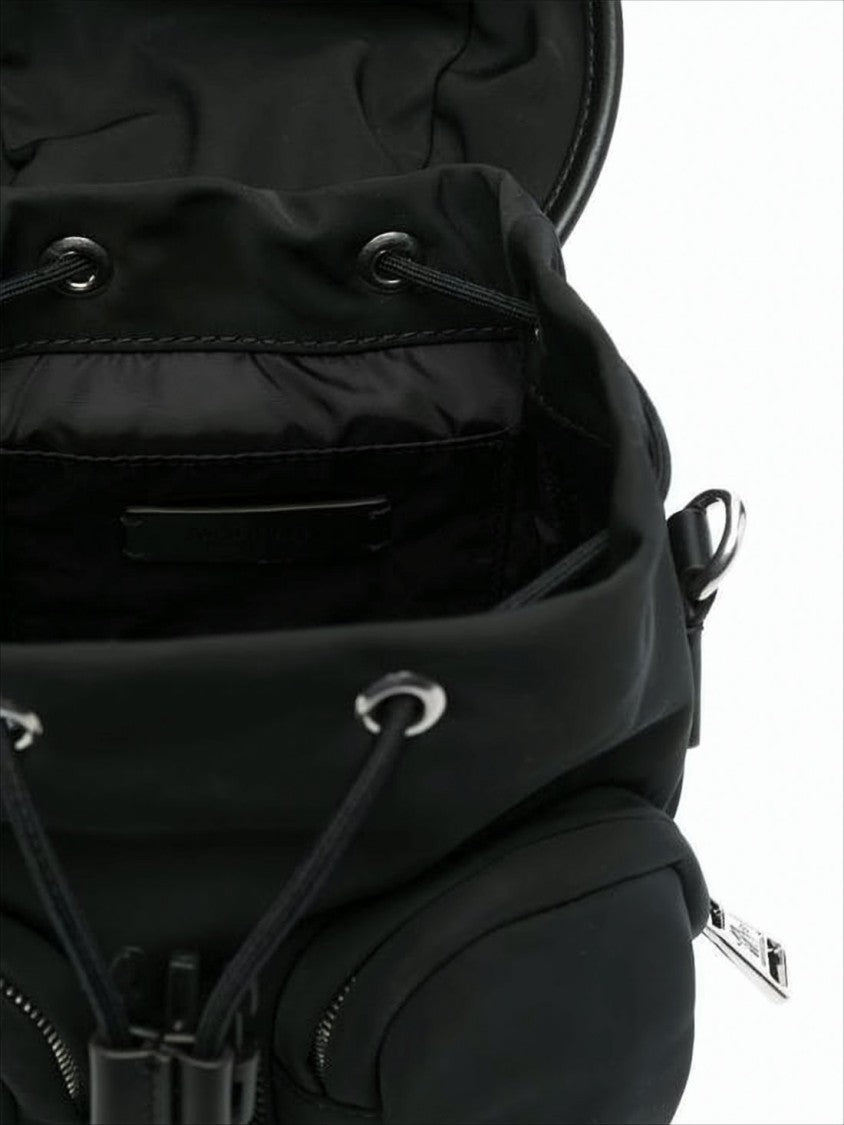 Moncler Compact Black Backpack With Metallic Buckle