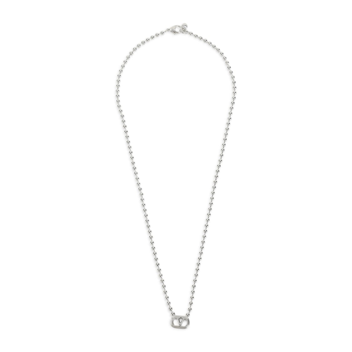 Valentino Garavani Ball Chain Necklace With Cut-Out Logo Pendant