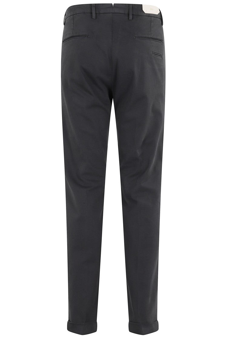 Briglia Anthracite Gray Flat-Front Cuffed Cotton Straight-Leg Pants
