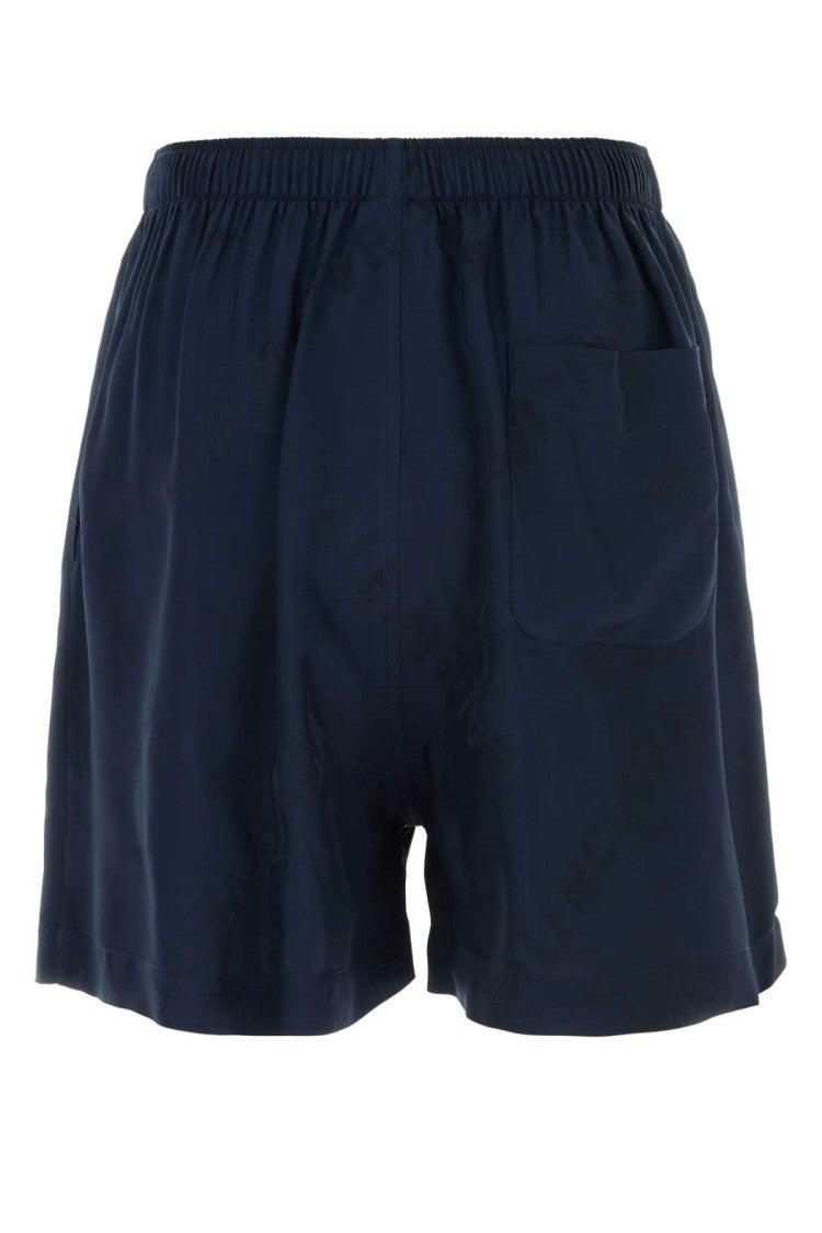 Balenciaga Navy Blue Satin Bermuda Shorts