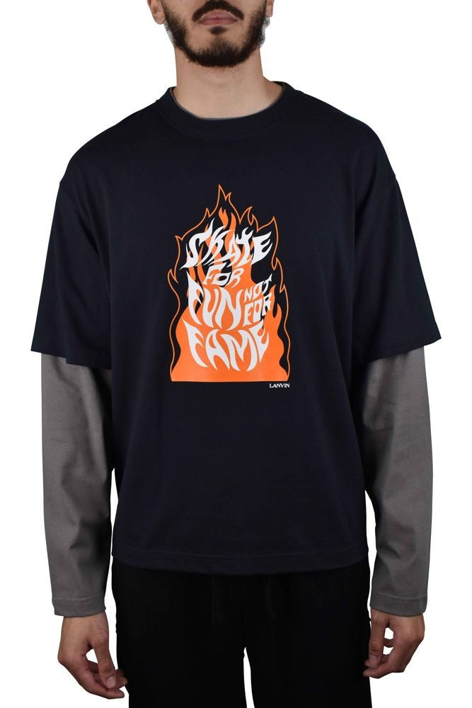 Lanvin Layered Long-Sleeve T-Shirt With Graphic Flame Design