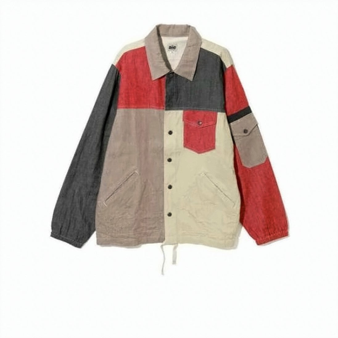 Aïe Patchwork Jacket With Adjustable Hem And Classic Collar