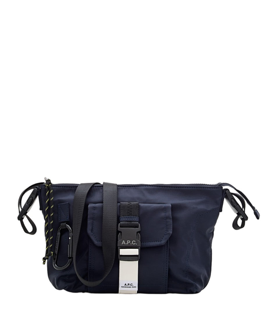 A.P.C. Rectangular Crossbody Bag With Front Flap Pocket And Carabiner