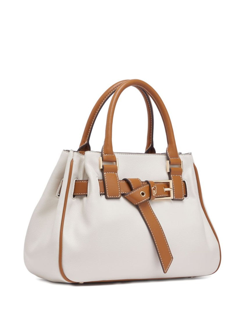 Liu Jo White Two-Tone Buckle Shoulder Bag